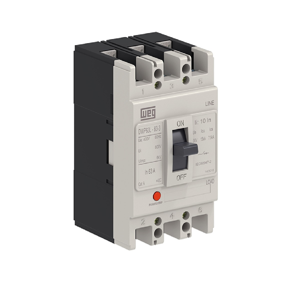 INTERRUPTOR MAGNETICO DWP 63L- 40A-3 FIJO 15KA 14256725 WEG 01